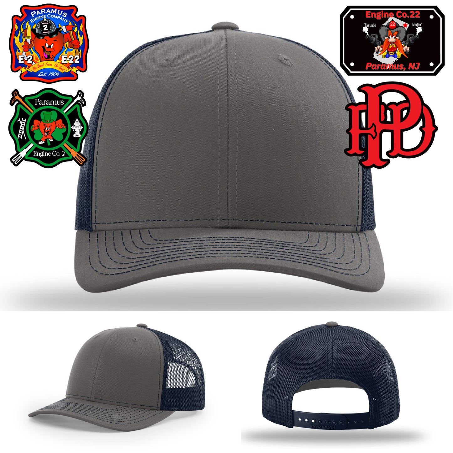 Crew-specific firefighter patch hat with unique design