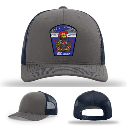 Fire crew hat designed with photo-inspired patch representing first responders – fire department leather patch hat