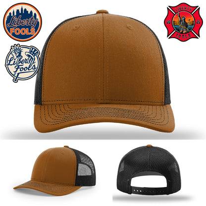 Liberty City FOOLS firefighter hat logo variants – patch examples for FOOLS fire department hats.