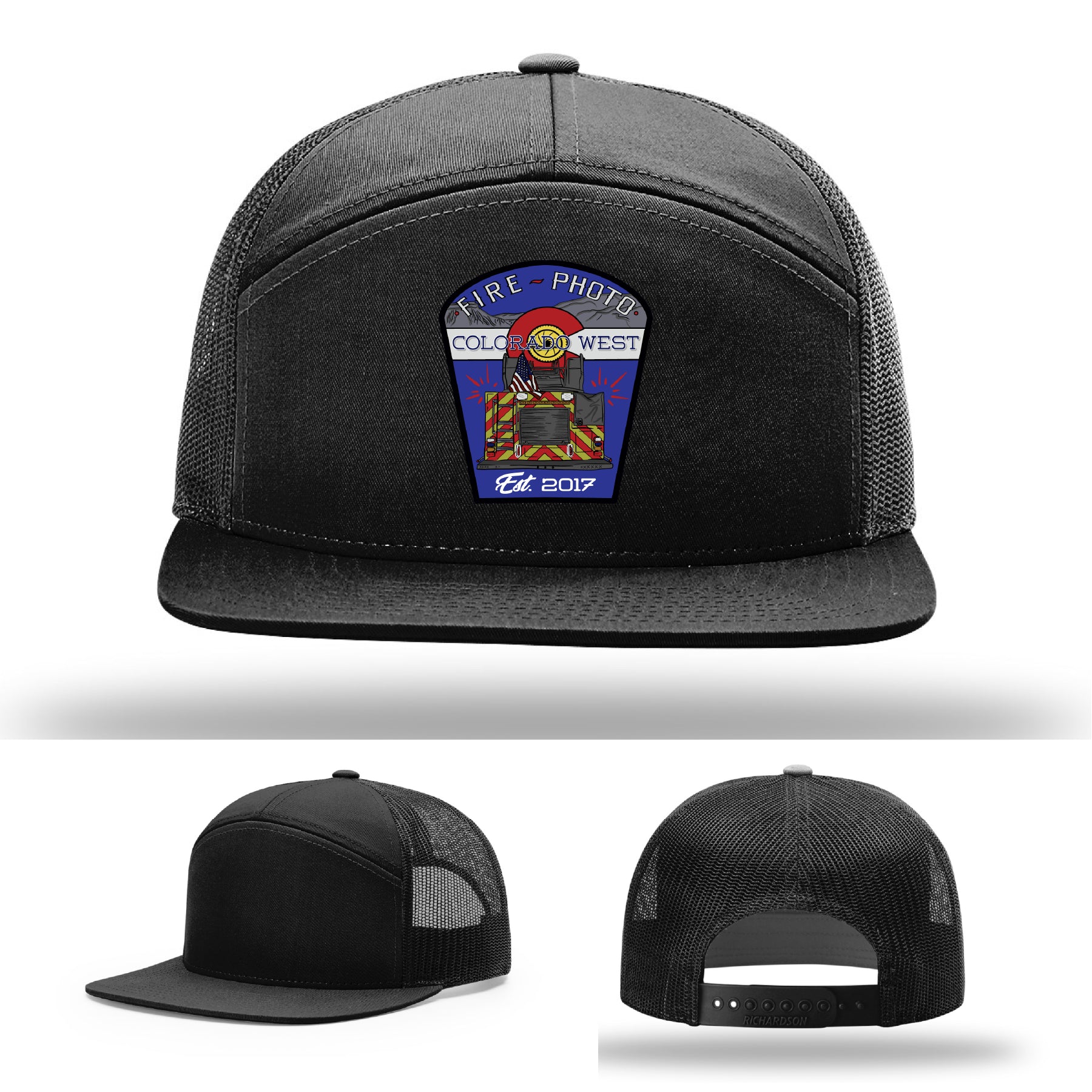 Department pride displayed in this full color fireground tribute patch – fire department leather patch hat