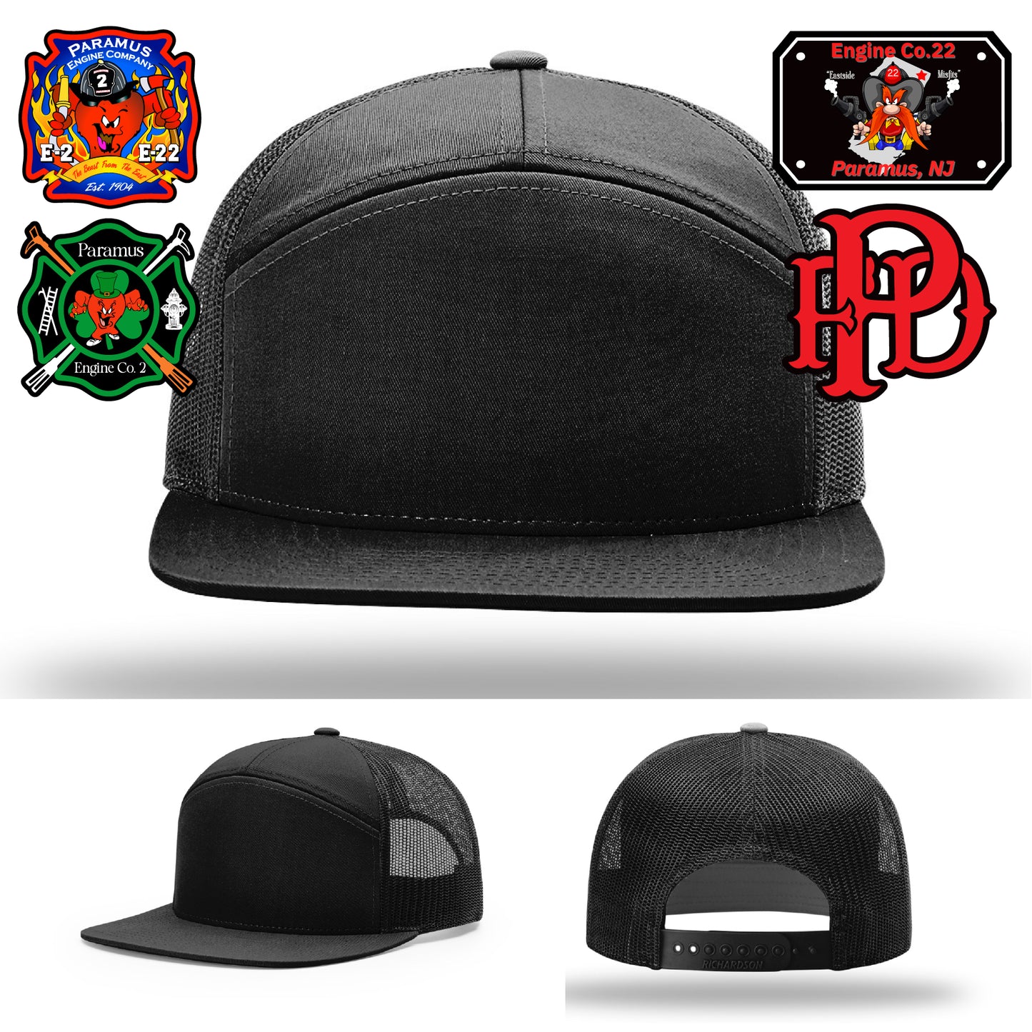 Firefighter department identity hat with engine patch
