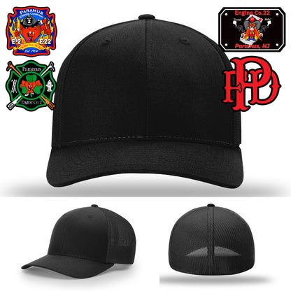 Custom mascot firefighter patch hat with station detail