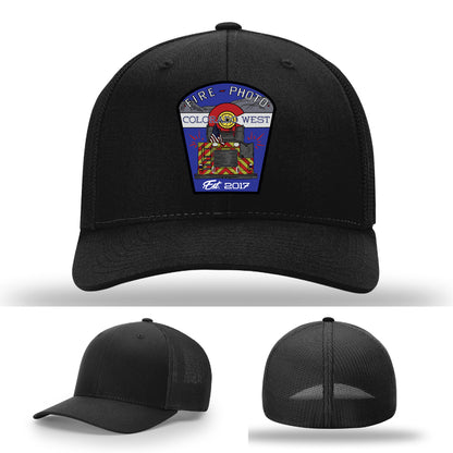 First responder hat showing Colorado West fire photography patch – custom firefighter hat
