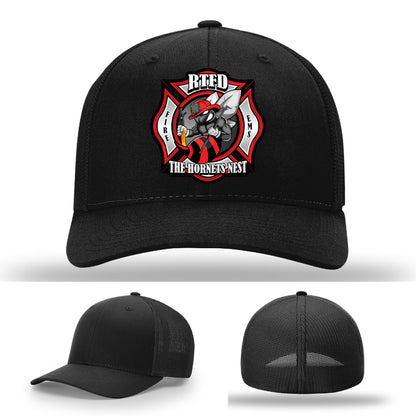 Unique firefighter leather patch hat made for RTFD The Hornets Nest