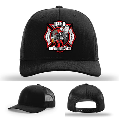 Custom firefighter gear hat featuring RTFD Hornets Nest design