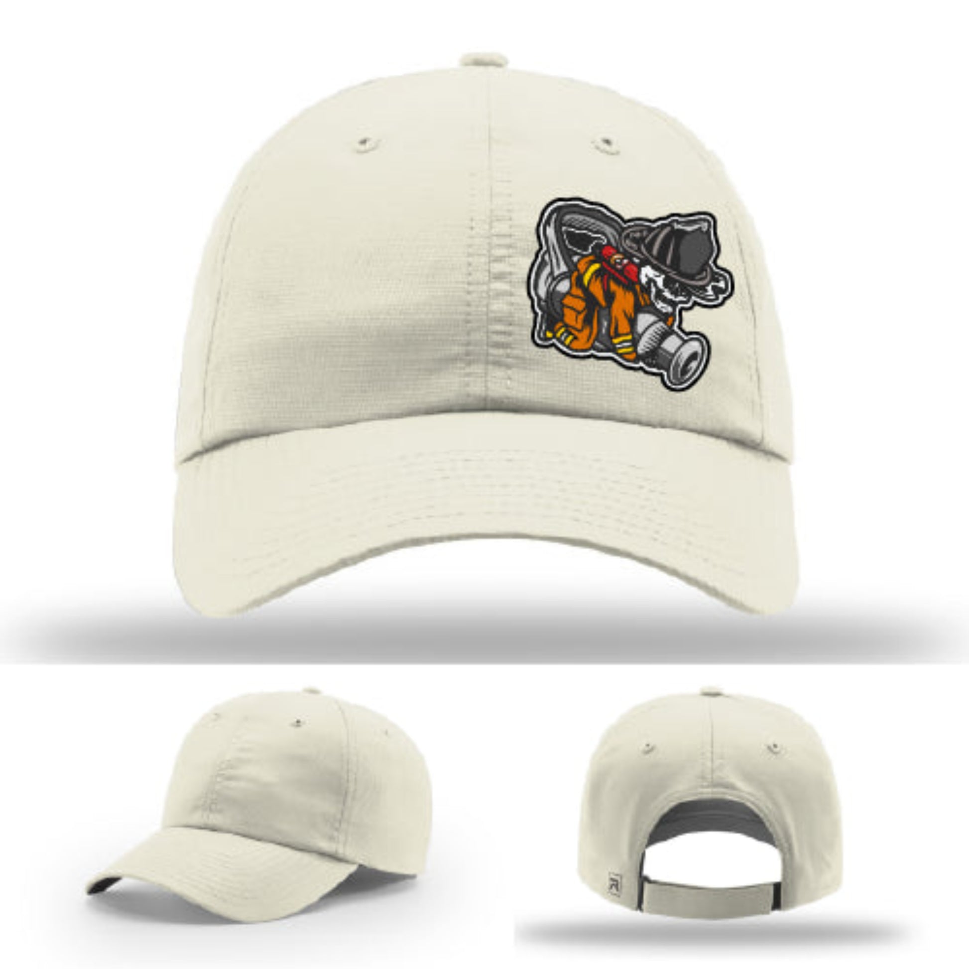 Firefighter lifestyle Richardson hat with fireman patch – fire-themed lifestyle hat for off-shift wear.