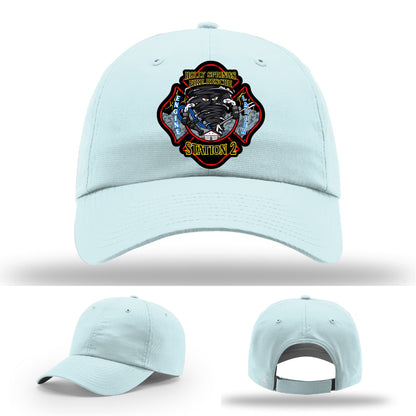 Handmade leather firefighter hat for Holly Springs Station 2 unit