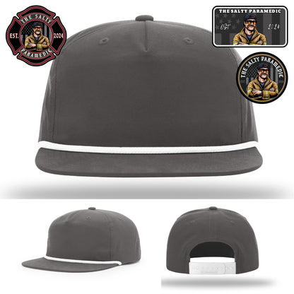 Custom EMS hat with The Salty Paramedic leather patch