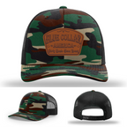 Richardson leather patch hat with 'Blue Collar America – Dirty Hands Clean Money 