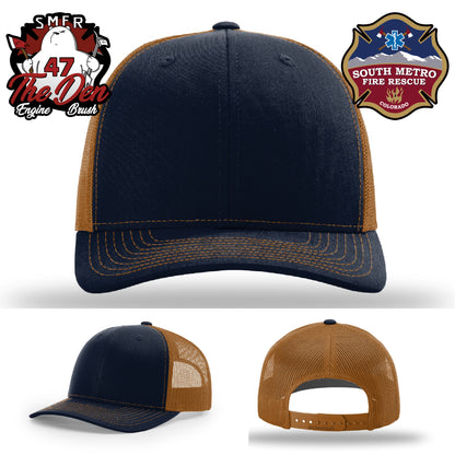 Firefighter pride hat with Engine 47 leather patch