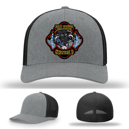 Leather patch hat custom made for Holly Springs FD Station 2