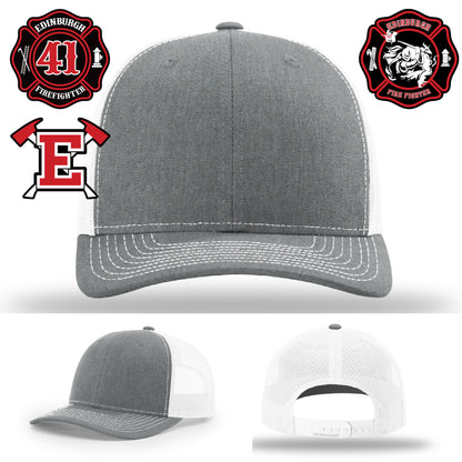 Customized fire hat with detailed patch design