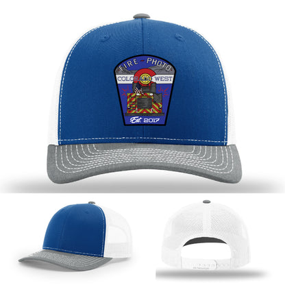 Custom firefighter hat featuring American firefighter pride in patch artwork – firefighter trucker hat