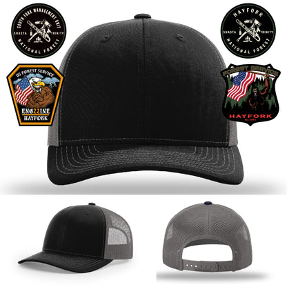 Hayfork Nation Forest fire crew hat with custom patch design
