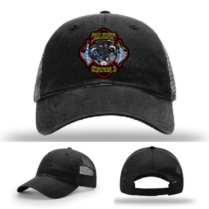 Bold custom firefighter hat with Holly Springs Fire Station 2 logo
