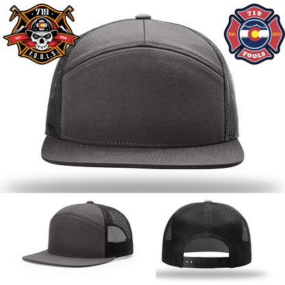 Richardson brand hat with FOOLS patch – firefighter leather style