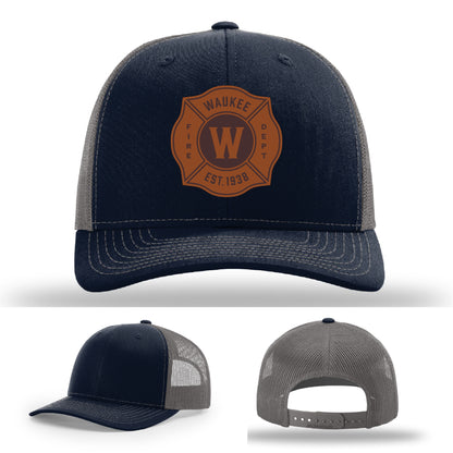 Waukee Fire Department hat with custom leather patch – Richardson brand firefighter hat