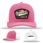 Richardson leather patch hat with 'Support Blue Collar' American flag design