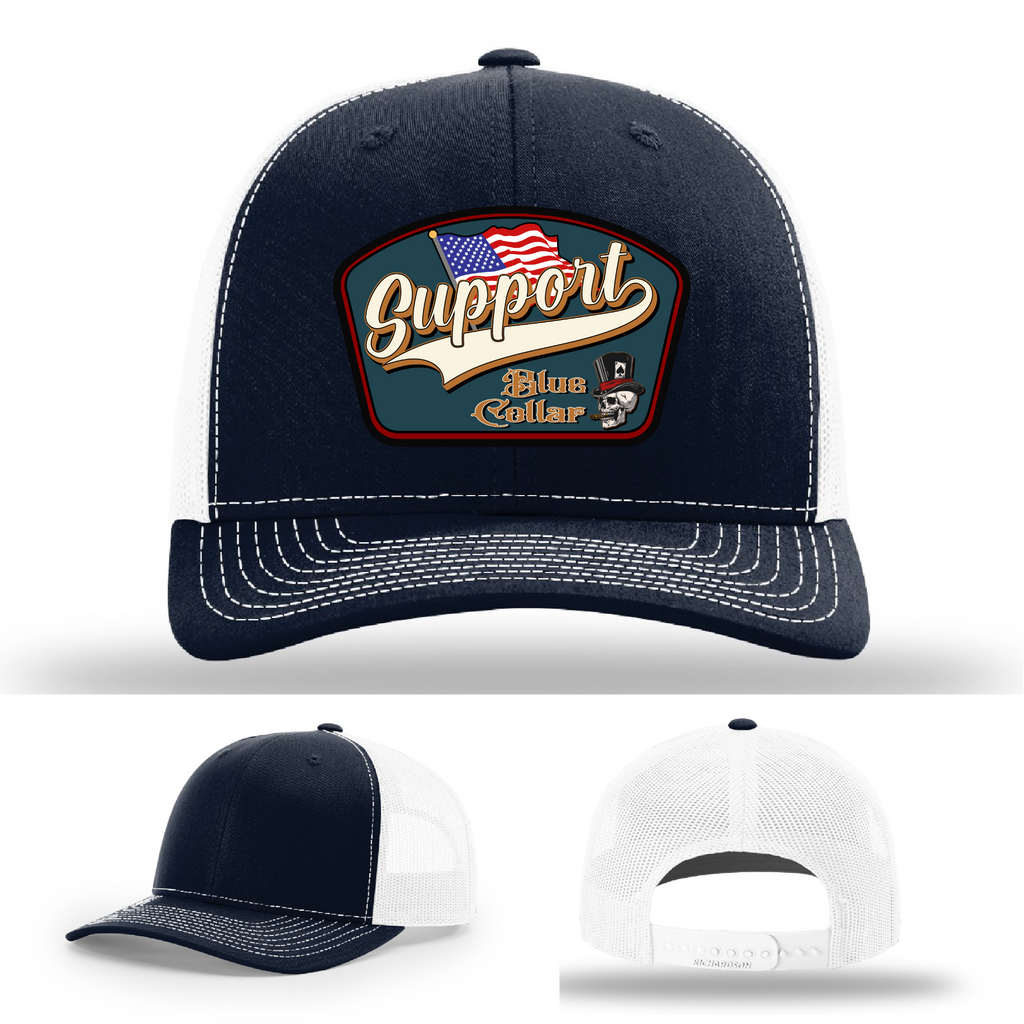 Support Blue Collar Leather Patch Hat gallery view twenty two