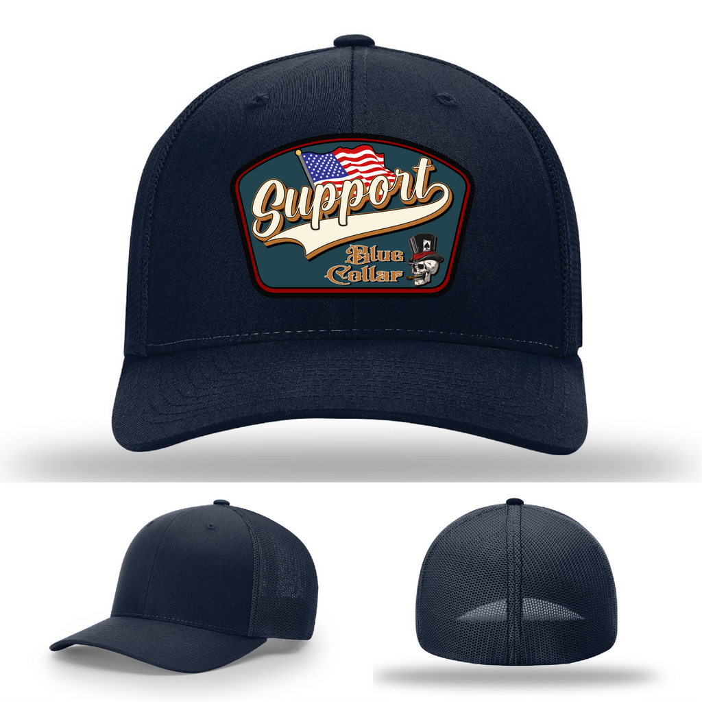 Support Blue Collar Leather Patch Hat gallery view twenty six