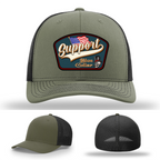 Richardson leather patch hat with 'Support Blue Collar' American flag design