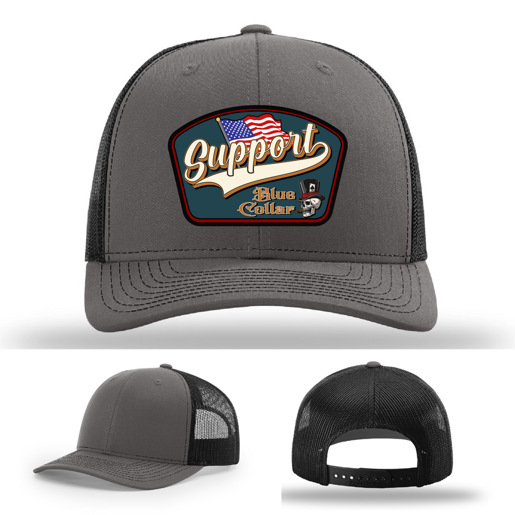 Support Blue Collar Leather Patch Hat gallery view eleven