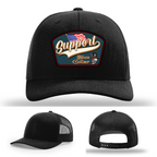 Richardson leather patch hat with 'Support Blue Collar' American flag design