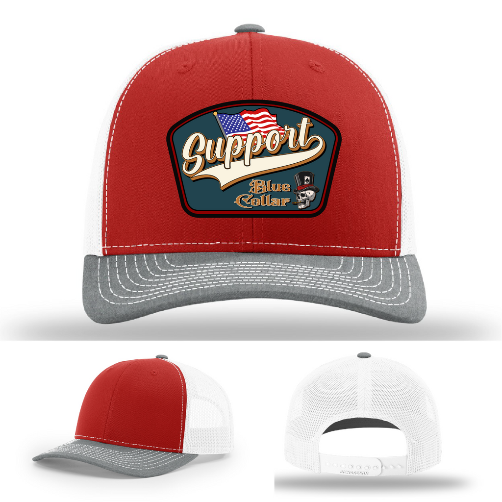 Support Blue Collar Leather Patch Hat gallery view thirty four