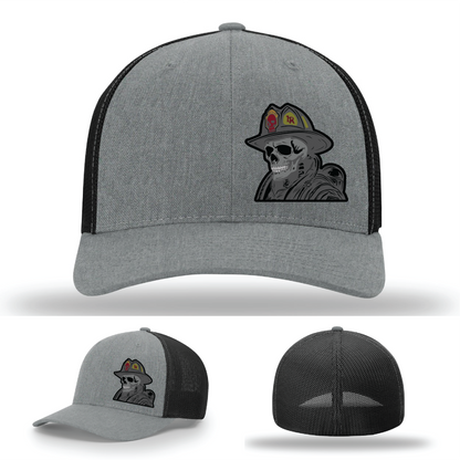 Skeleton firefighter patch styles – featured on Richardson leather hat logos