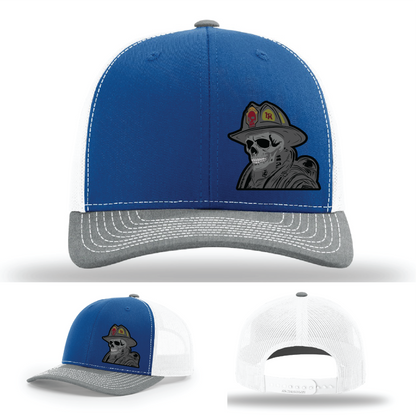Richardson firefighter patch styles – skull helmet logos in leather