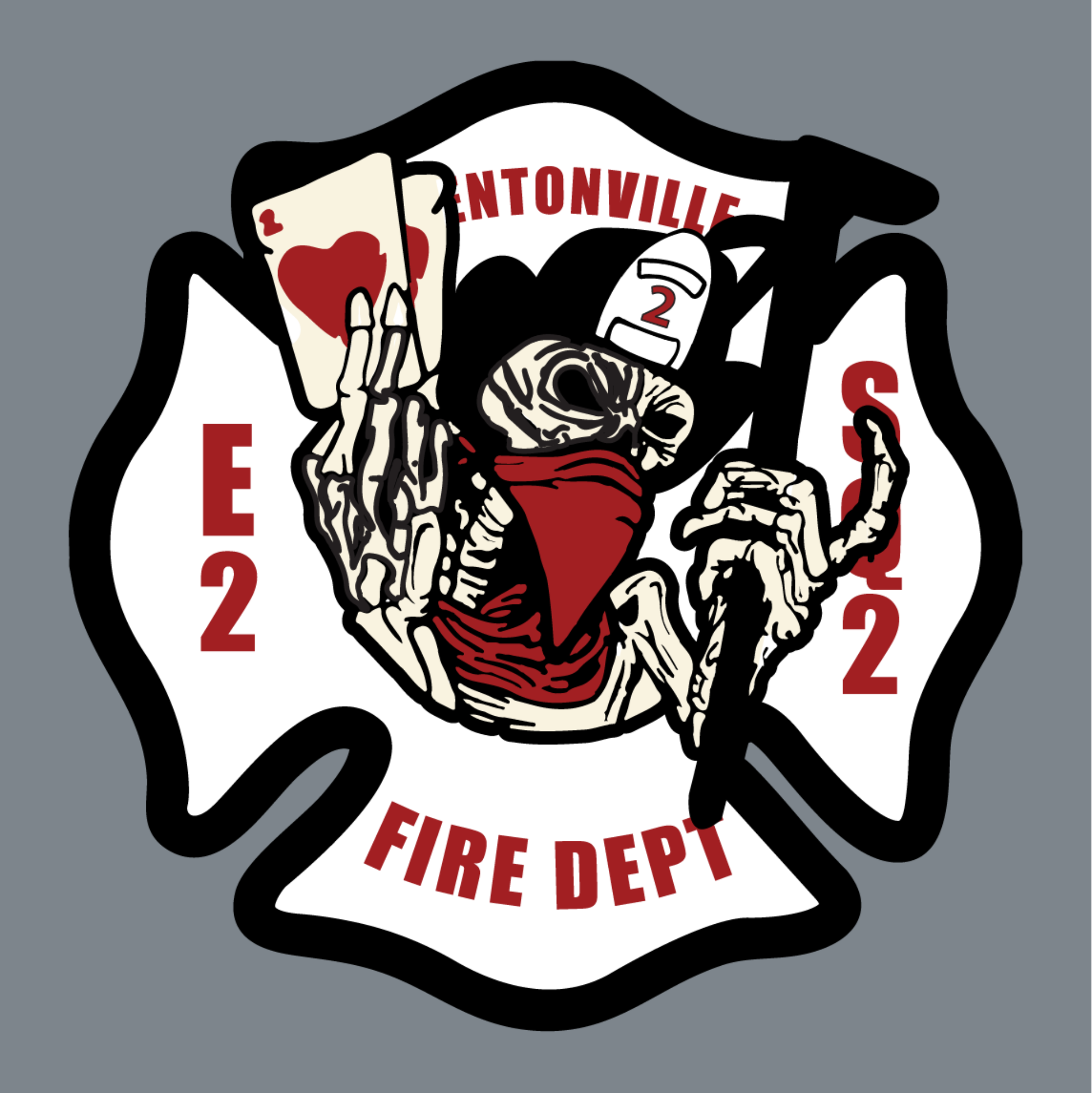 Custom Richardson hats featuring full color leather patches designed for multiple Bentonville Fire Department trucks and crews