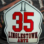 Custom fire helmet shield made for active duty firefighters