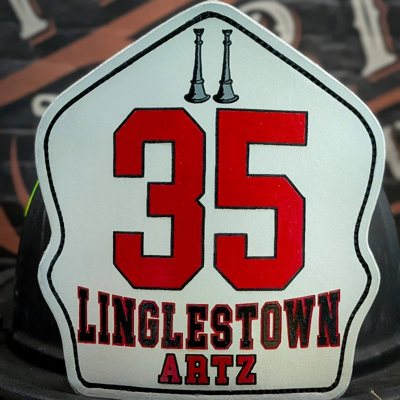 Custom fire helmet shield made for active duty firefighters