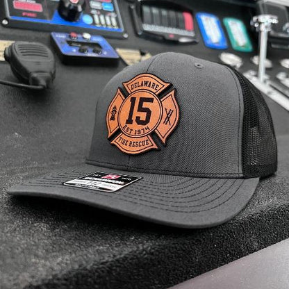 Custom Richardson hats, custom firefighter hat, first responder hats, custom leather patch hats, Custom firefighter hats, fireman gifts, Fire shield hat, Thin red line hats, Custom fire department hats, leather head, fire fighter hat, fireman hats