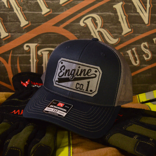 Custom embroidered firefighter hat with bold stitching, structured fit, and premium Richardson snapback design
