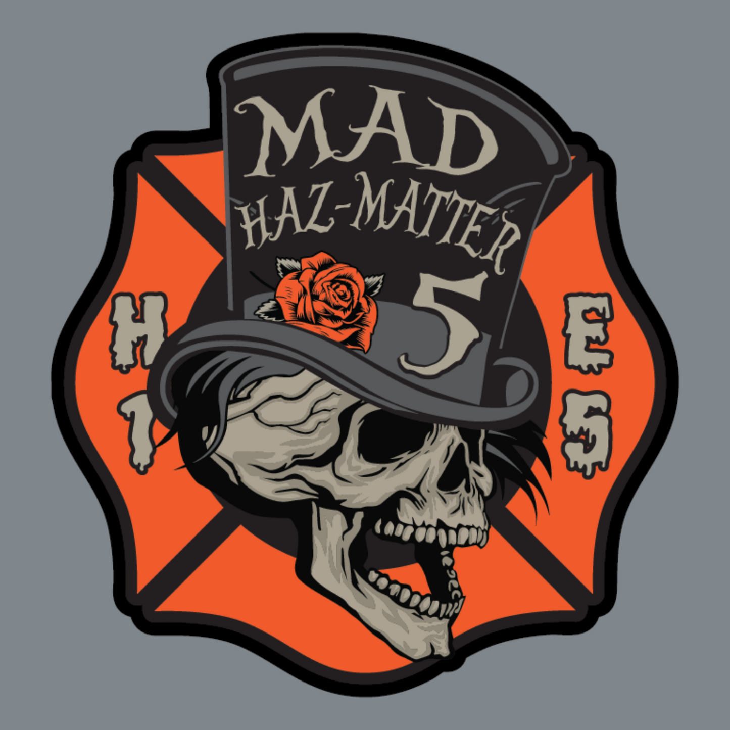 Custom Richardson hats featuring full color leather patches designed for multiple Bentonville Fire Department trucks and crews