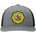 Huntersville Fire Department custom leather patch on a Richardson hat