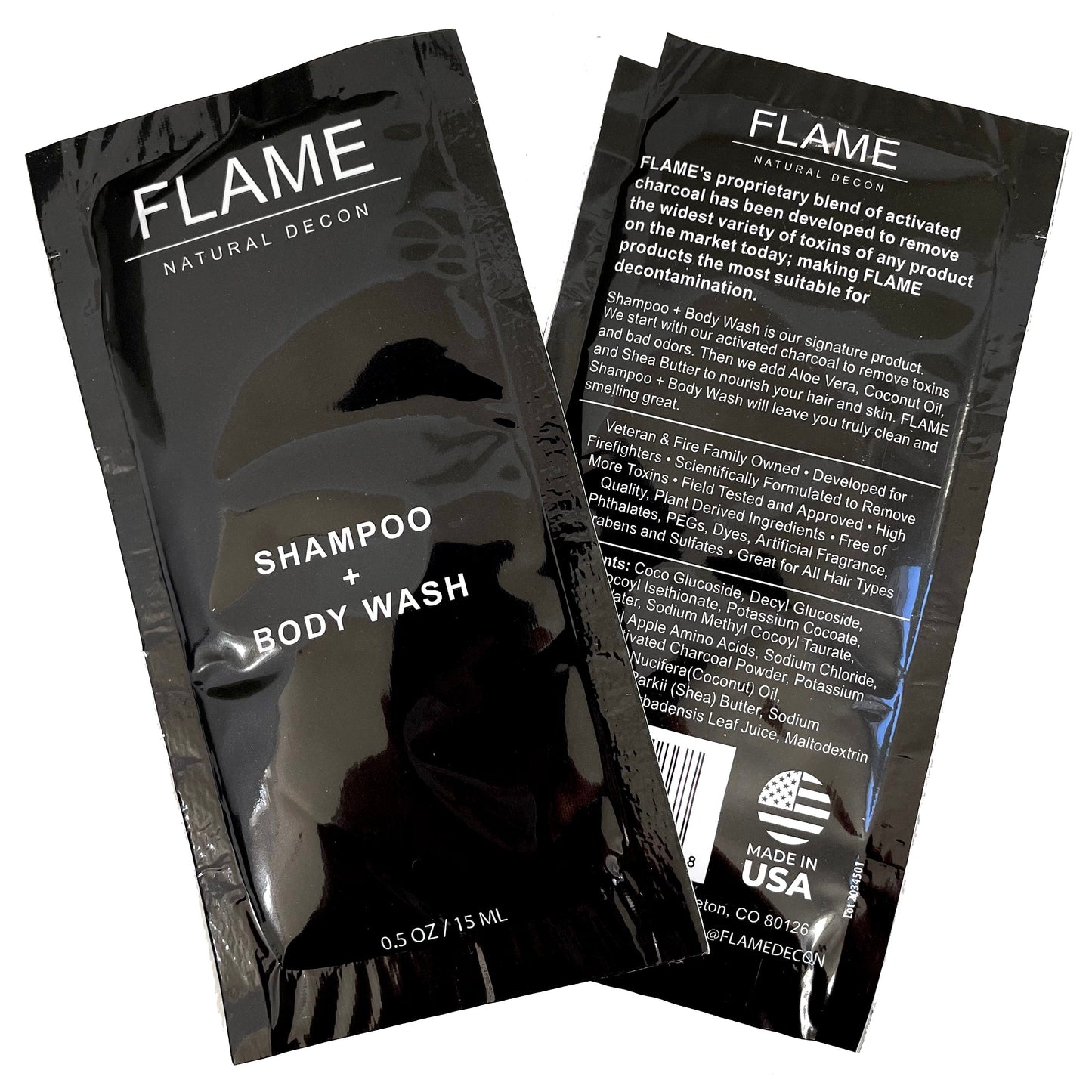 Flame Decon decon wash for hair and skin after exposure