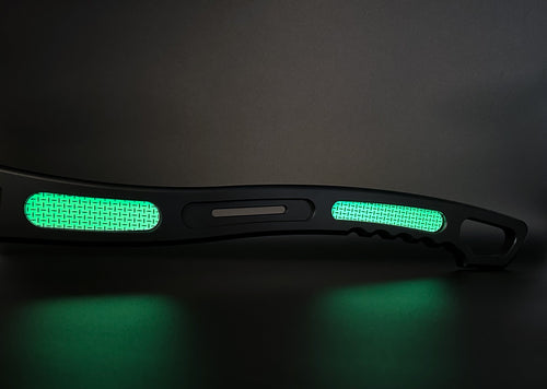Glowing AWOGS stickers mounted on black BADAXX tool