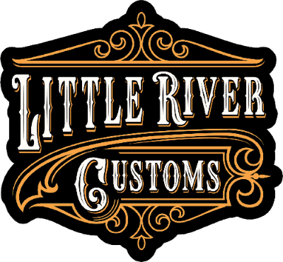 Little River Customs Logo. We offer custom Richardson hats, Leather Radio Straps, Custom Firefighter Helmet Shields and more. 