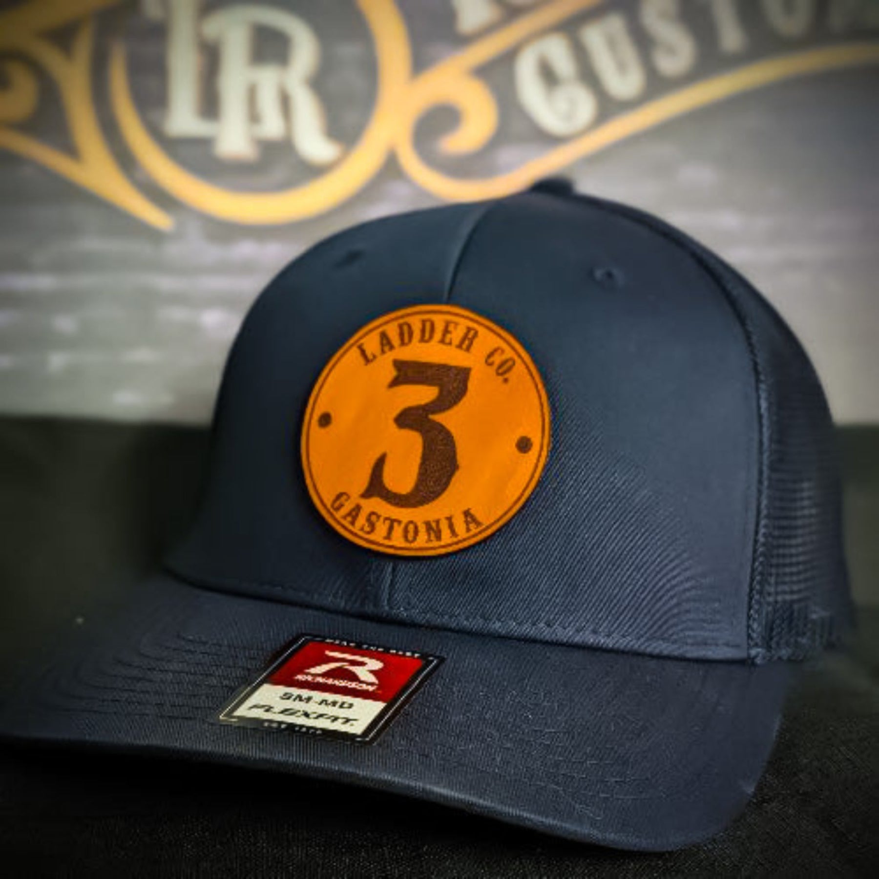 Custom firefighter hat with engraved leather patch – clean, rugged look