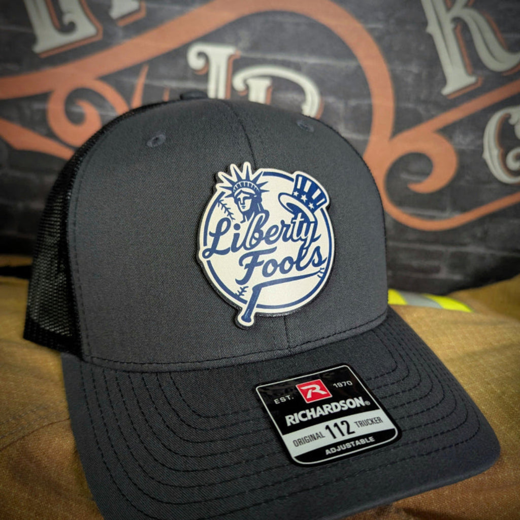 Liberty City FOOLS firefighter hat with custom logo – Richardson hat built for the Liberty FOOLS brotherhood.