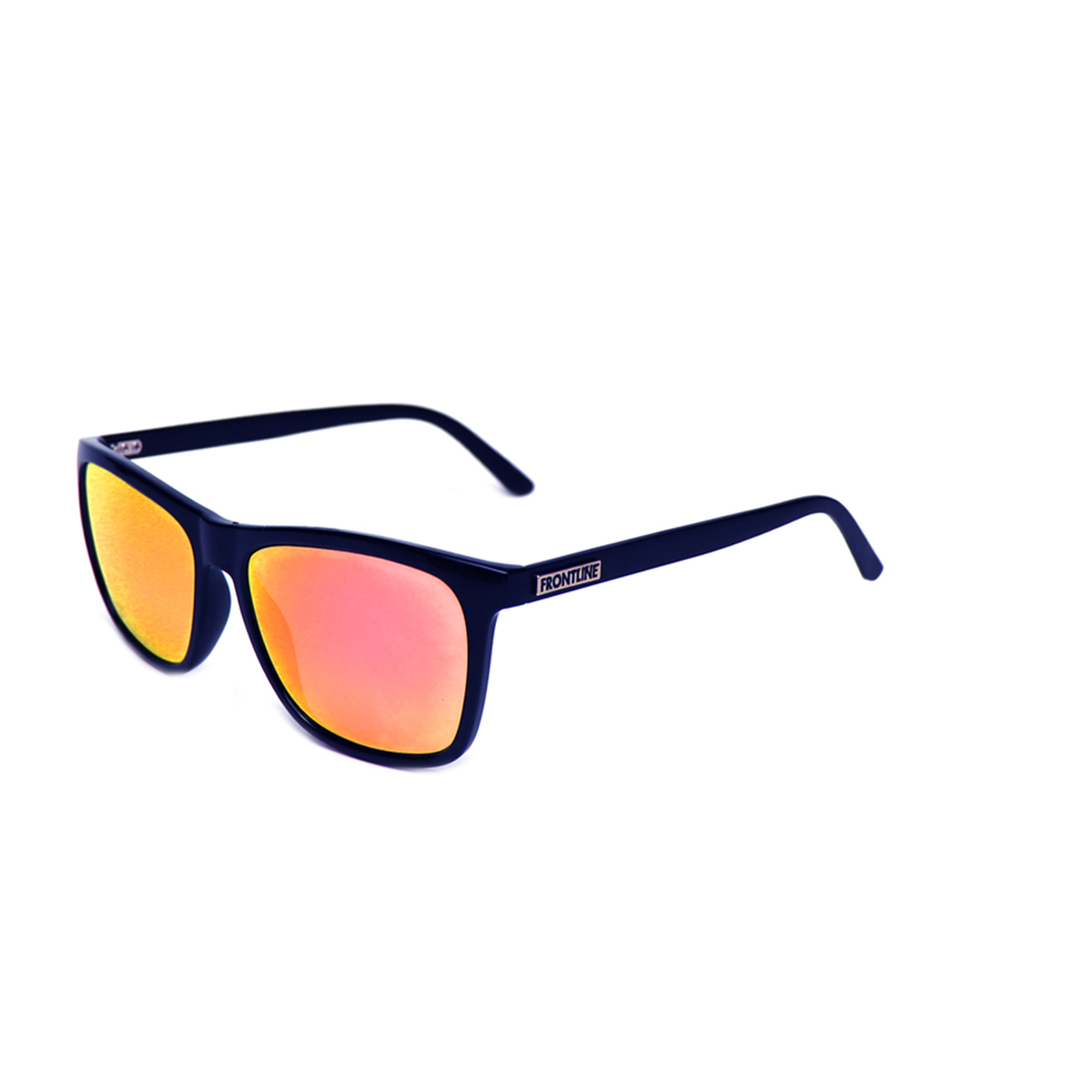 Nado Sunset black frame and pink gold mirrored lenses in an angled view