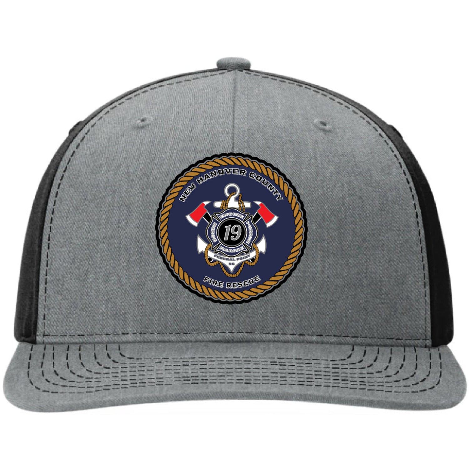 New Hanover County Custom Fire Department hat with real leather and bold color.
