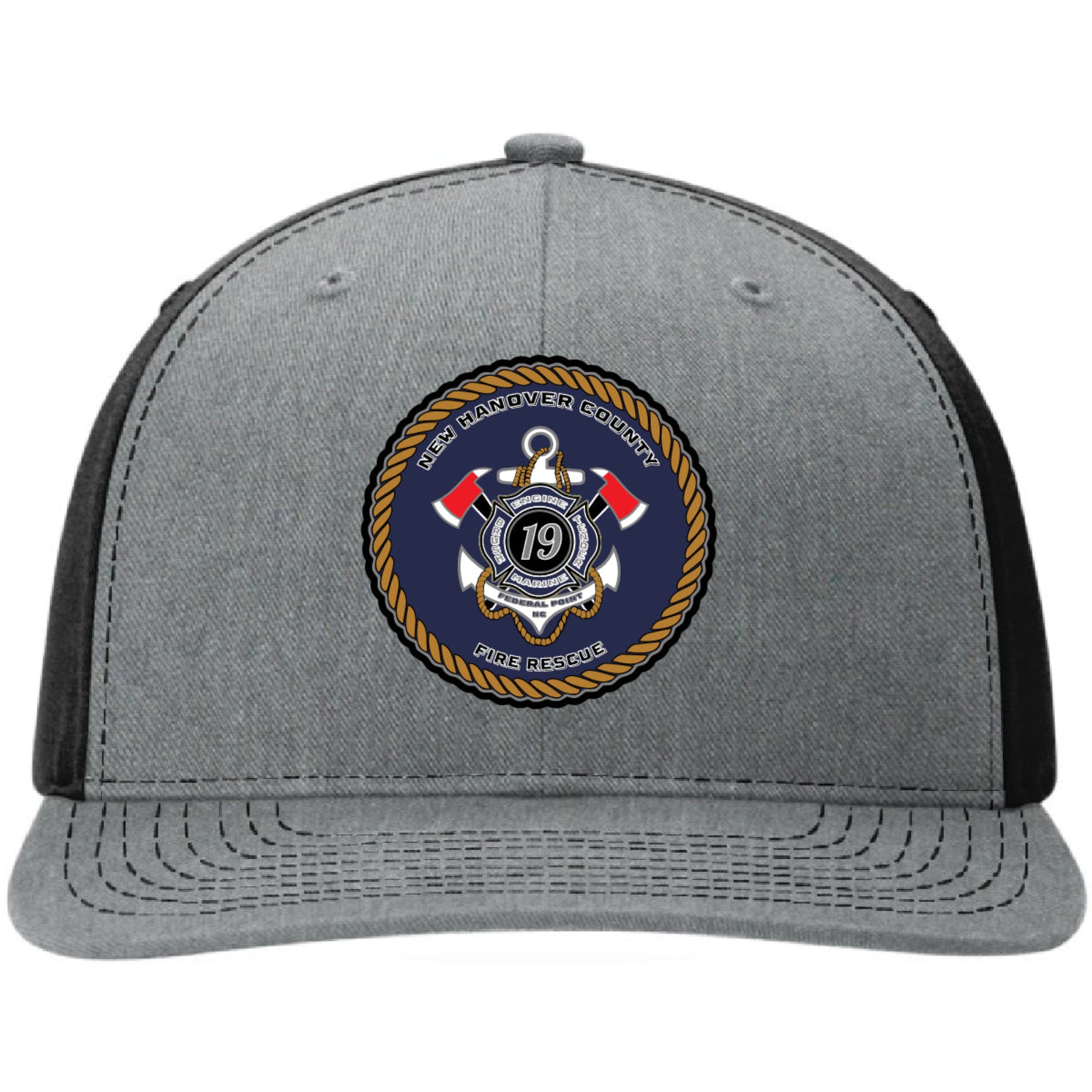 New Hanover County Custom Fire Department hat with real leather and bold color.