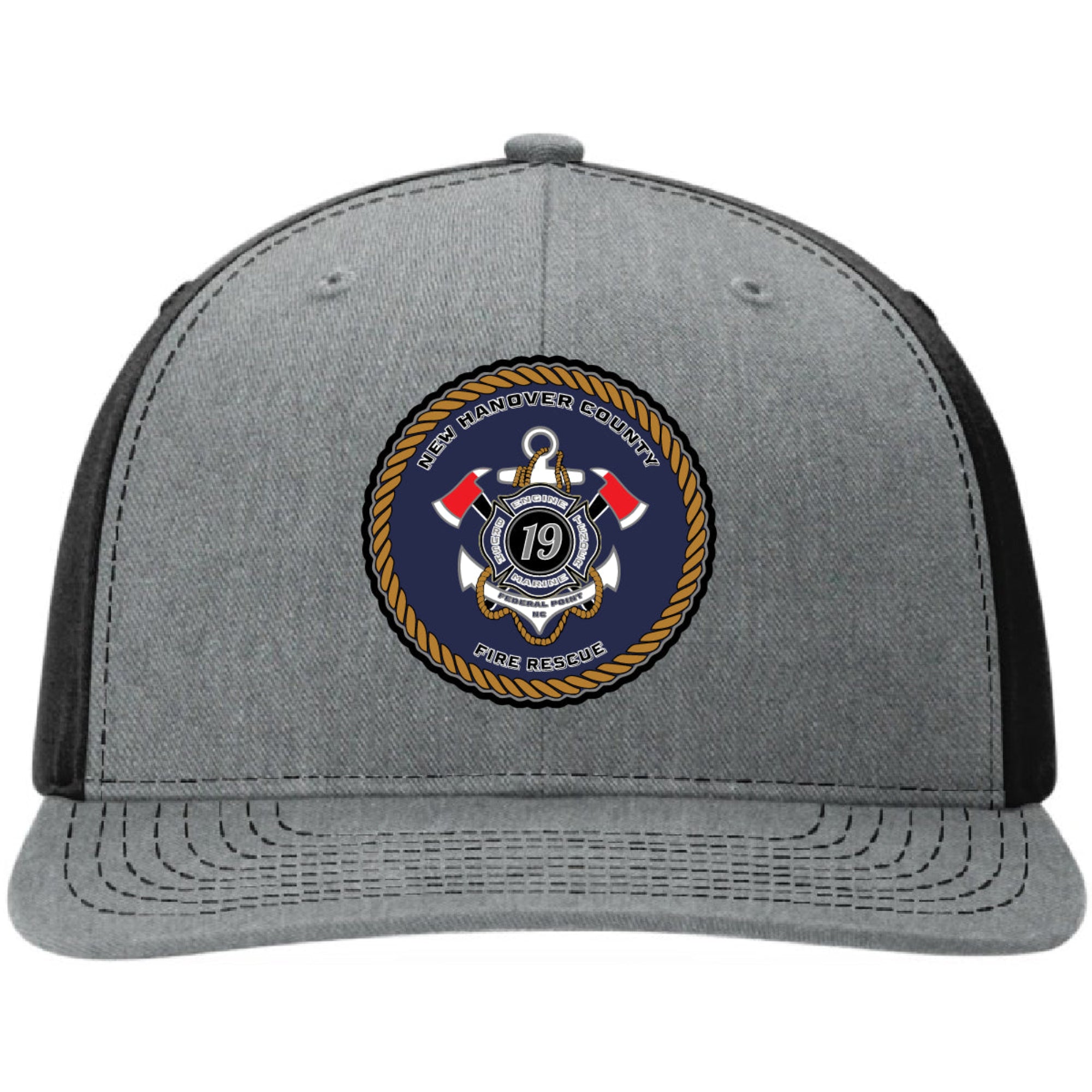 New Hanover County Custom Fire Department hat with real leather and bold color.