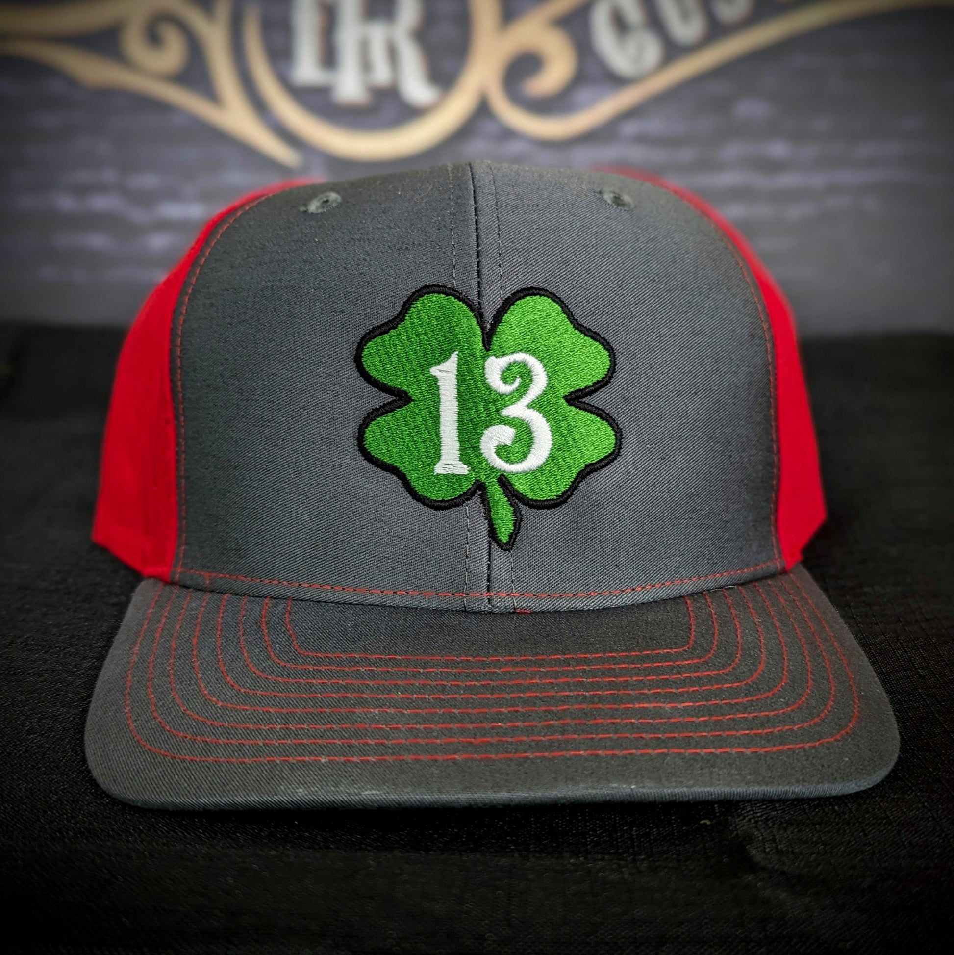 Custom embroidered firefighter hat with bold stitching, structured fit, and premium Richardson snapback design