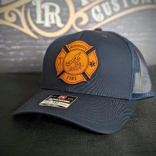 Custom Richardson hats, custom firefighter hat, first responder hats, custom leather patch hats, Custom firefighter hats, fireman gifts, Fire shield hat, Thin red line hats, Custom fire department hats, leather head, fire fighter hat, fireman hats