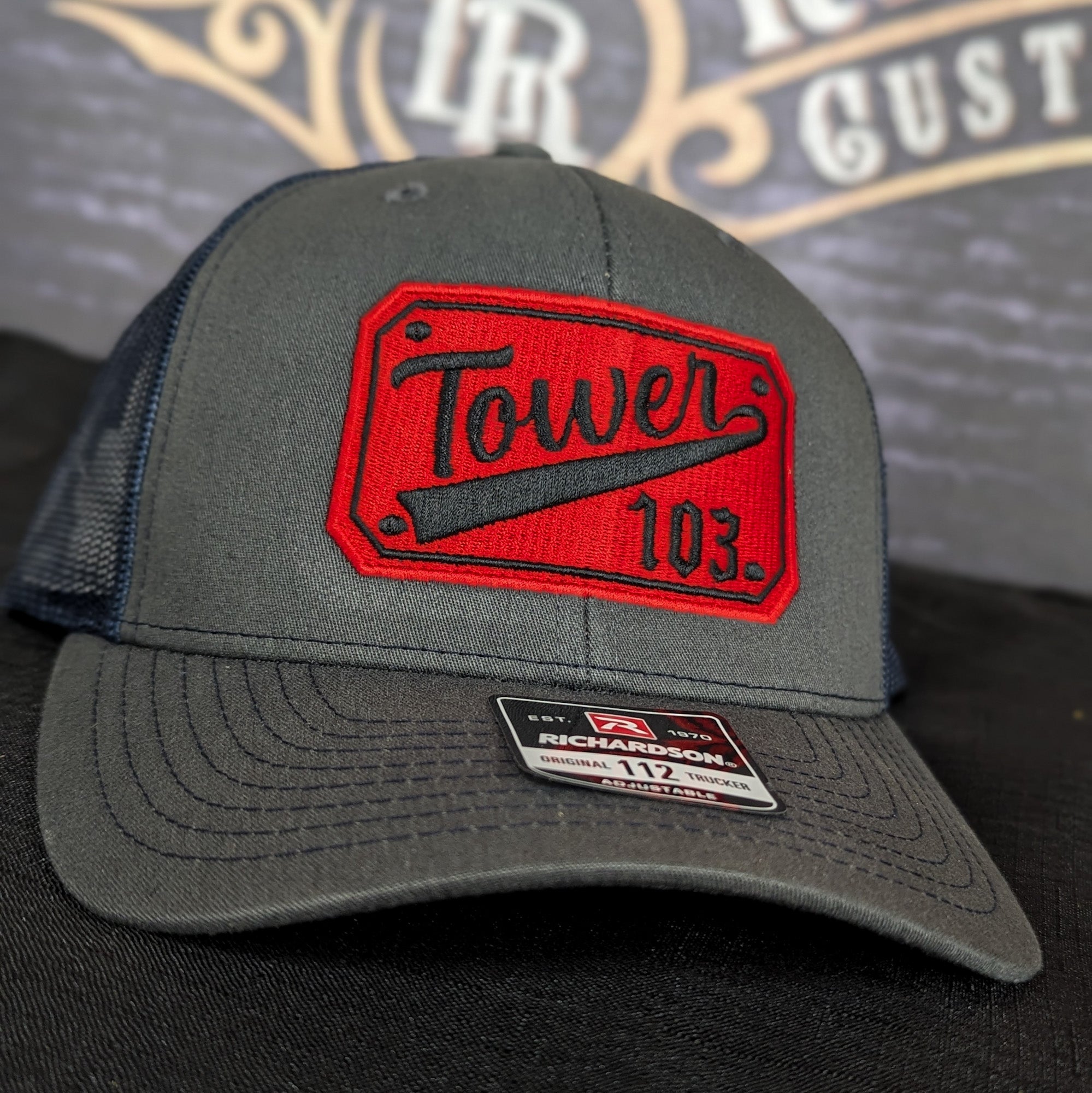 Custom embroidered firefighter hat with bold stitching, structured fit, and premium Richardson snapback design