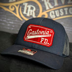 Custom embroidered firefighter hat with bold stitching, structured fit, and premium Richardson snapback design